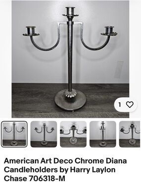 Art Deco “Croyden” Chrome Candelabras Designed for The Chase Brass And Copper Co